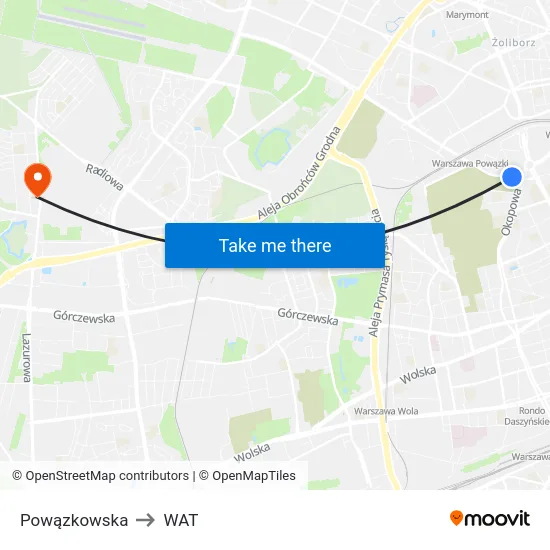 Powązkowska to WAT map