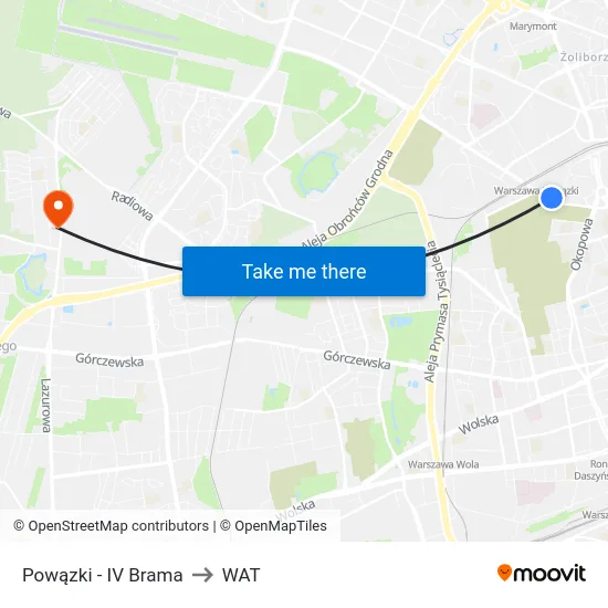 Powązki - IV Brama to WAT map