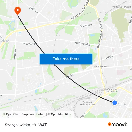 Szczęśliwicka to WAT map