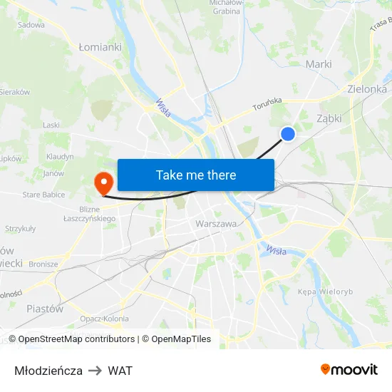 Młodzieńcza to WAT map