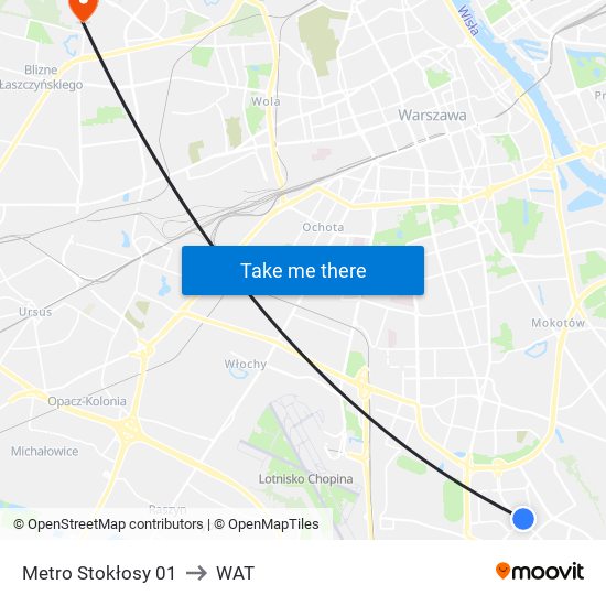 Metro Stokłosy 01 to WAT map