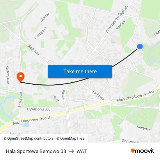 Hala Sportowa Bemowo 03 to WAT map