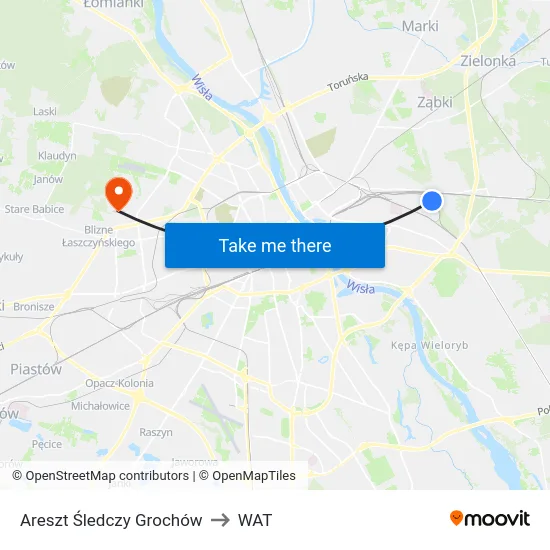 Areszt Śledczy Grochów to WAT map