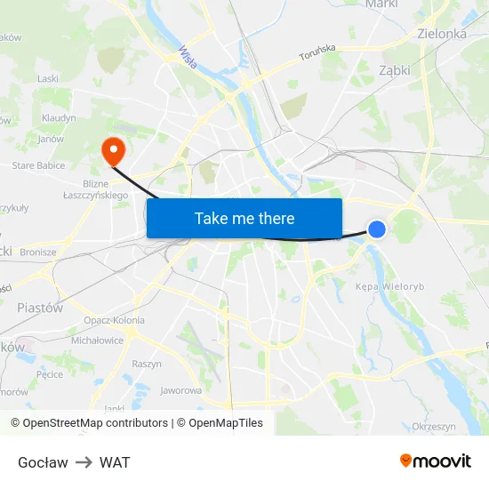 Gocław to WAT map