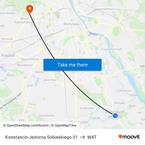 Konstancin-Jeziorna Sobieskiego 01 to WAT map