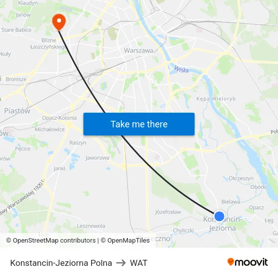 Konstancin-Jeziorna Polna to WAT map