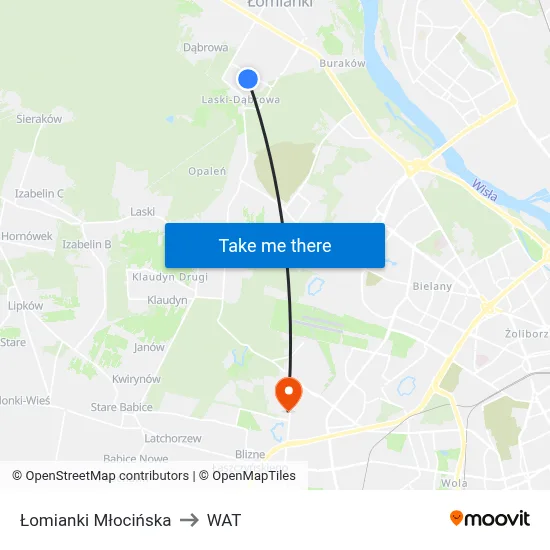 Łomianki Młocińska to WAT map