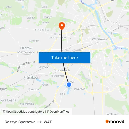 Raszyn Sportowa to WAT map