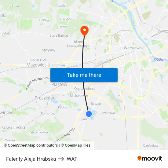 Falenty Aleja Hrabska to WAT map