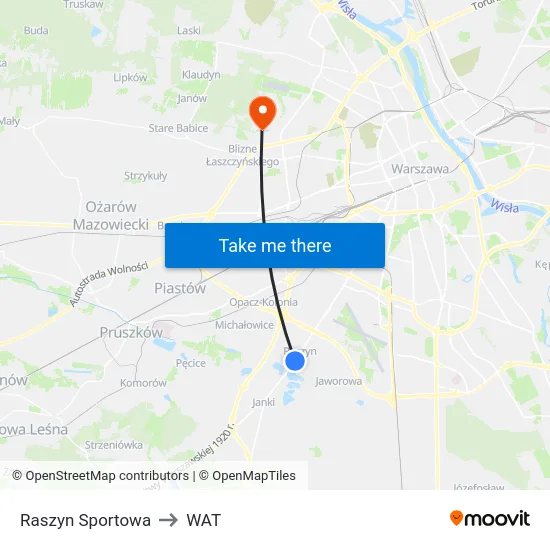 Raszyn Sportowa to WAT map