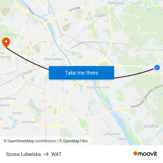 Szosa Lubelska to WAT map