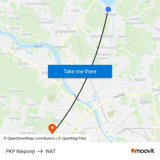 PKP Nieporęt to WAT map