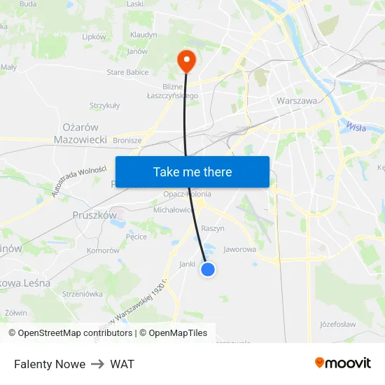 Falenty Nowe to WAT map