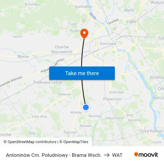 Antoninów Cm. Południowy - Brama Wsch. to WAT map