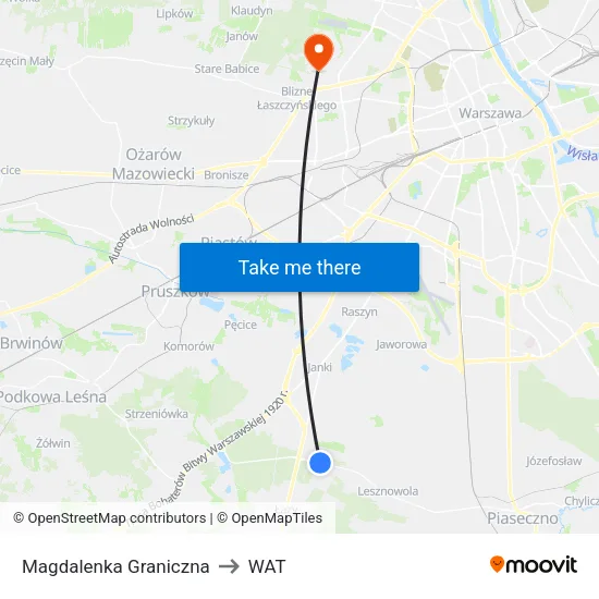 Magdalenka Graniczna to WAT map