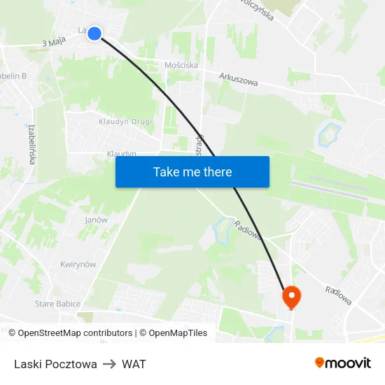 Laski Pocztowa to WAT map