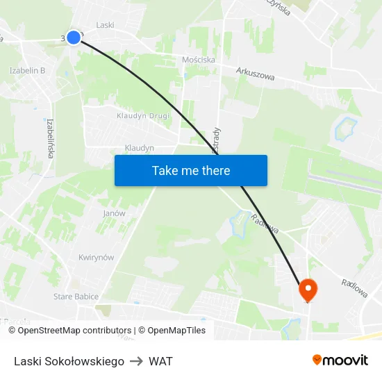 Laski Sokołowskiego to WAT map