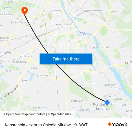 Konstancin-Jeziorna Osiedle Mirków to WAT map