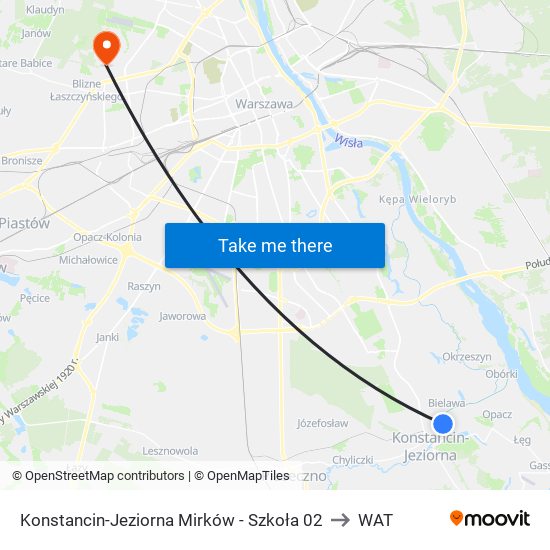 Konstancin-Jeziorna Mirków - Szkoła 02 to WAT map