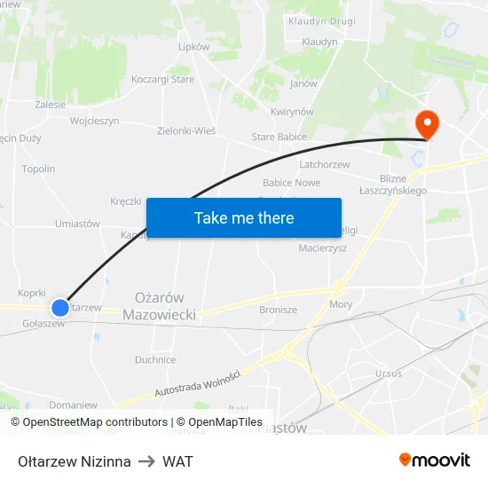 Ołtarzew Nizinna to WAT map