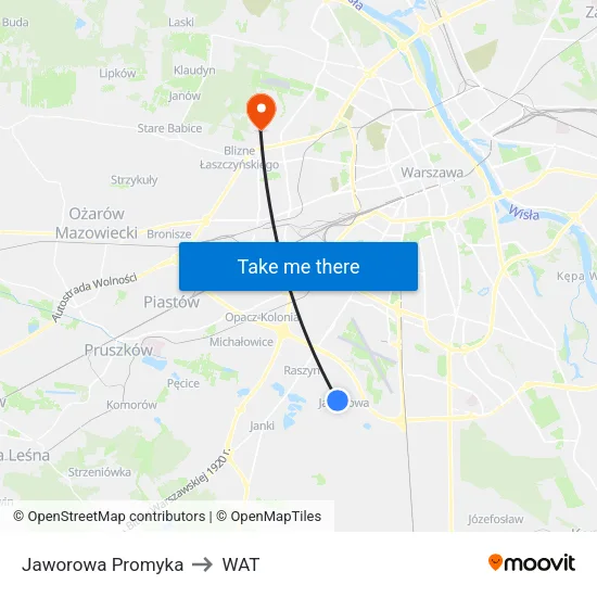 Jaworowa Promyka to WAT map
