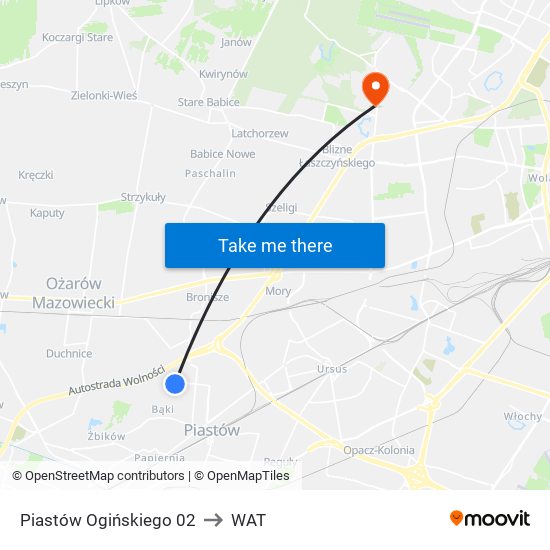Piastów Ogińskiego 02 to WAT map