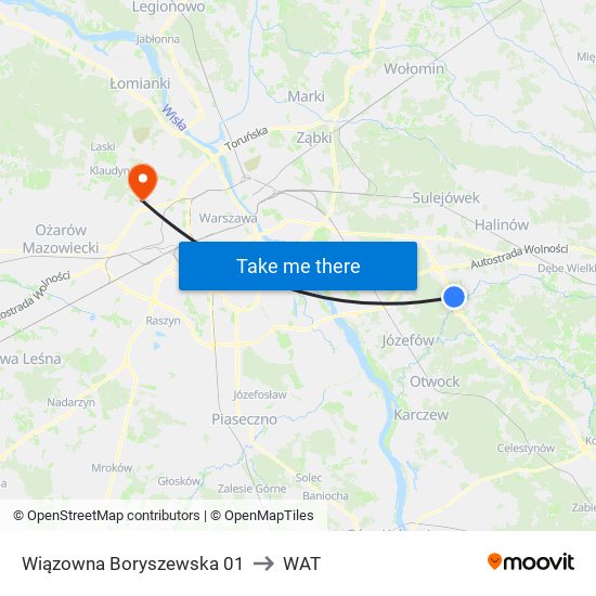 Wiązowna Boryszewska to WAT map