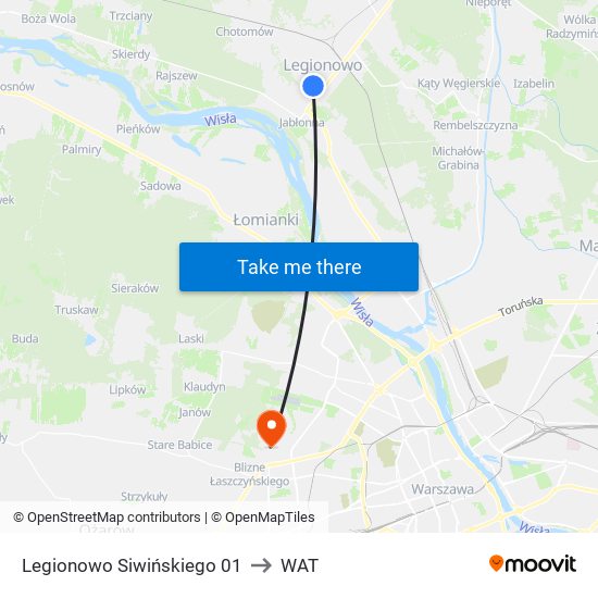 Legionowo Siwińskiego 01 to WAT map