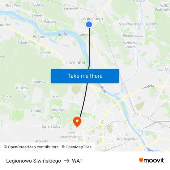 Legionowo Siwińskiego to WAT map