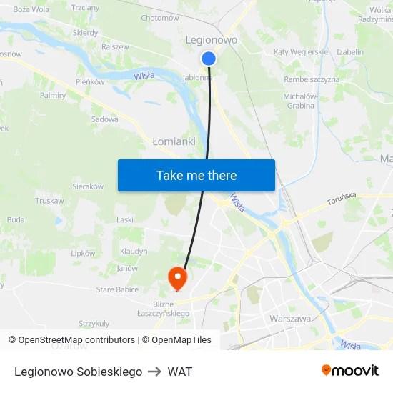 Legionowo Sobieskiego to WAT map