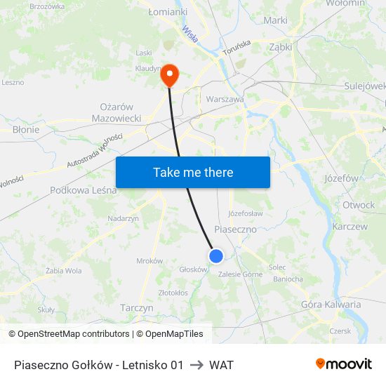 Piaseczno Gołków-Letnisko to WAT map