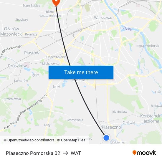 Piaseczno Pomorska to WAT map