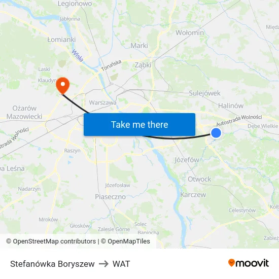 Stefanówka Boryszew to WAT map