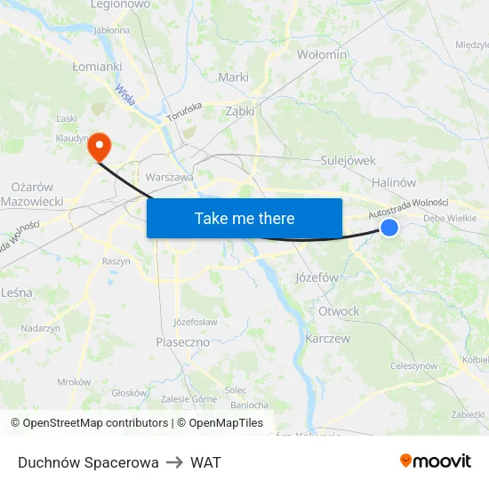 Duchnów Spacerowa to WAT map