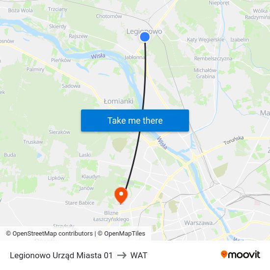 Legionowo Urząd Miasta to WAT map