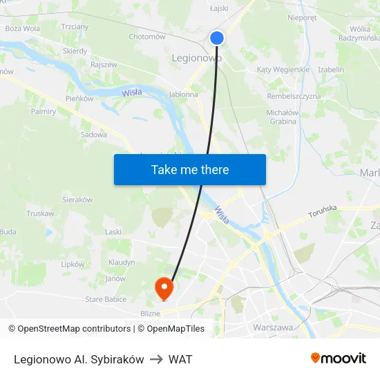 Legionowo Al. Sybiraków to WAT map