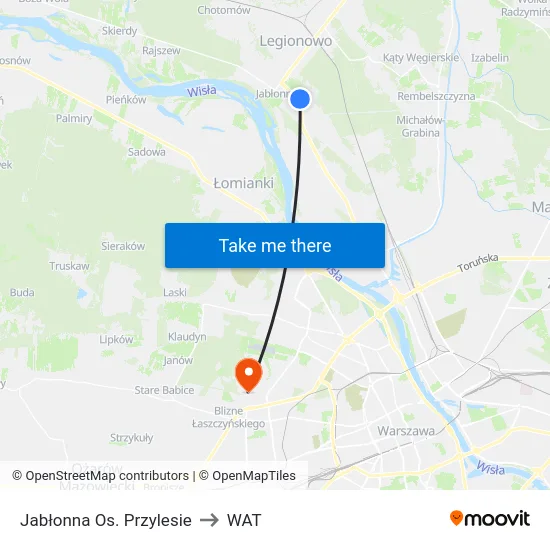 Jabłonna Os. Przylesie to WAT map