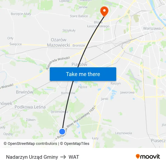 Nadarzyn Urząd Gminy to WAT map