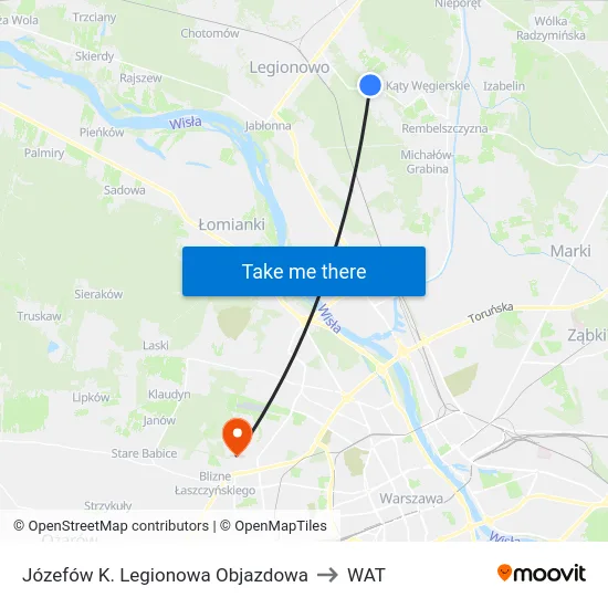 Józefów K. Legionowa Objazdowa to WAT map