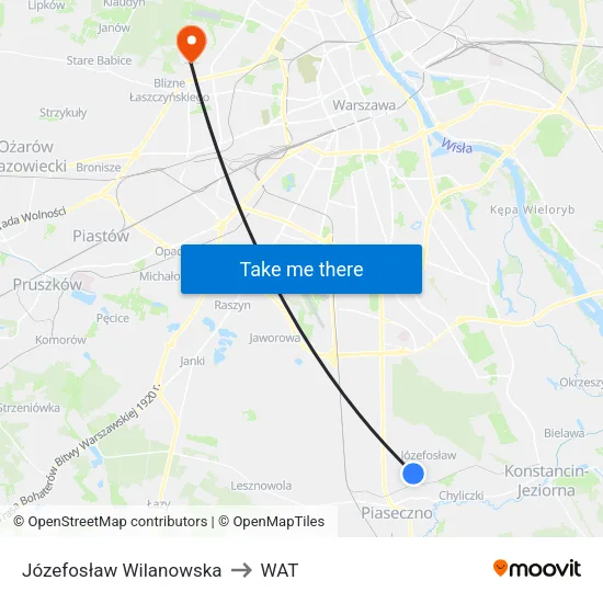 Józefosław Wilanowska to WAT map