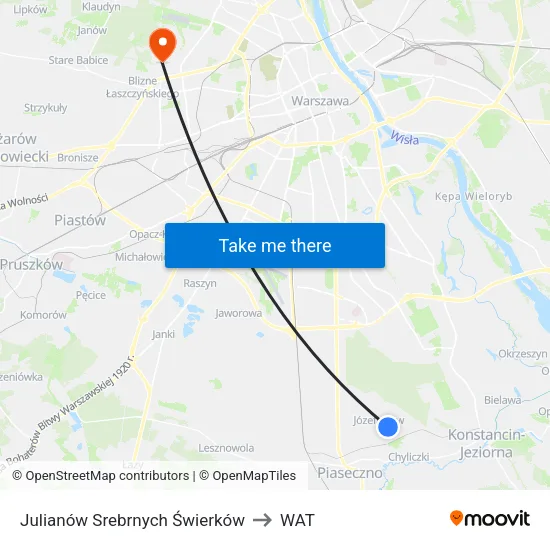 Julianów Srebrnych Świerków to WAT map
