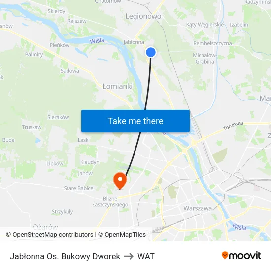 Jabłonna Os. Bukowy Dworek to WAT map