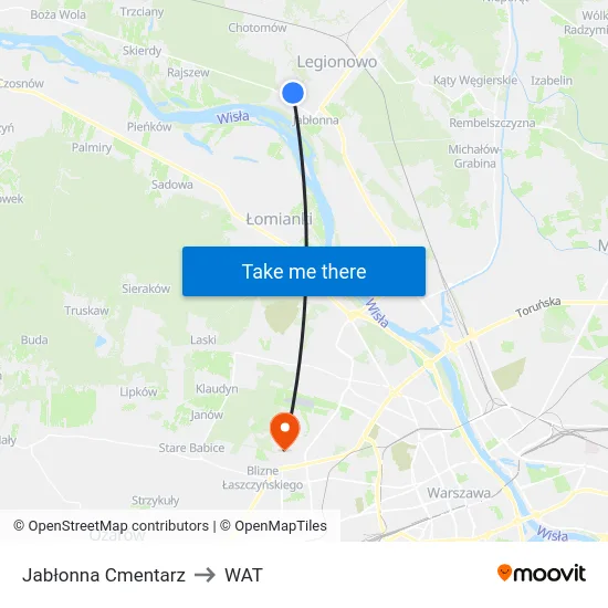 Jabłonna Cmentarz to WAT map
