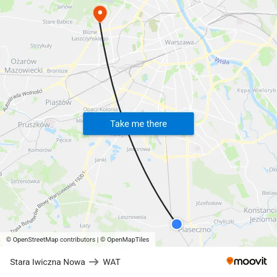 Stara Iwiczna Nowa to WAT map