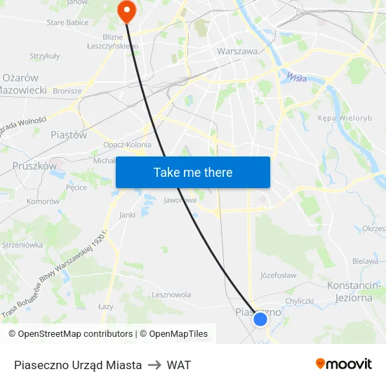 Piaseczno Urząd Miasta to WAT map