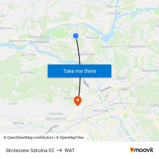 Skrzeszew Szkolna 02 to WAT map