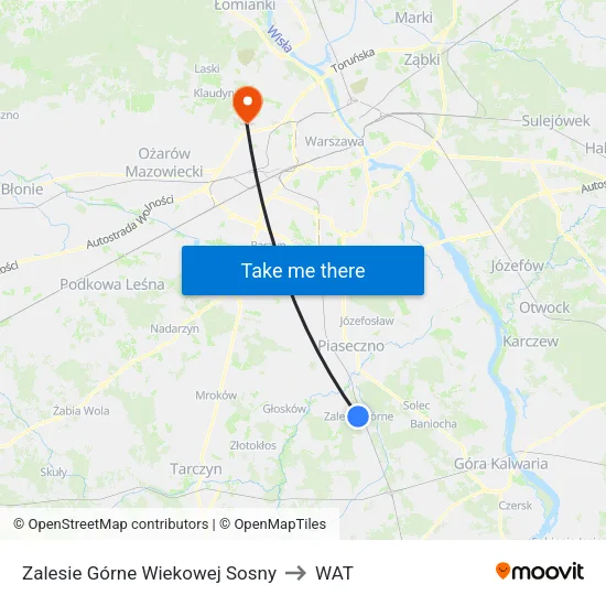 Zalesie Górne Wiekowej Sosny to WAT map