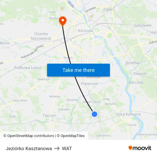 Jeziórko Kasztanowa to WAT map