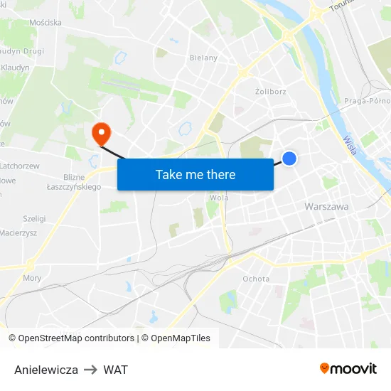 Anielewicza to WAT map