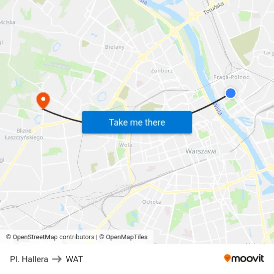 Pl. Hallera to WAT map